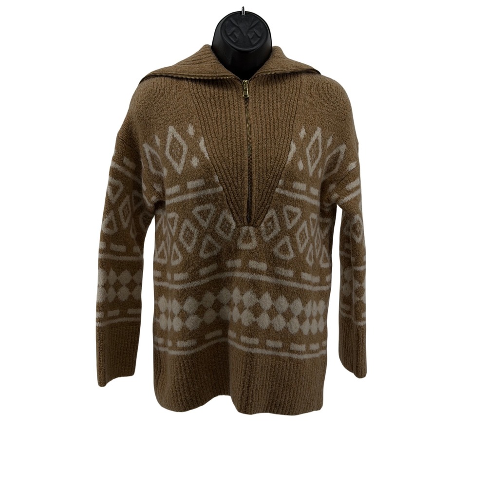 J. Crew Sweater Womens M Wool Blend Half Zip Pullover Knit Cozy Winter
